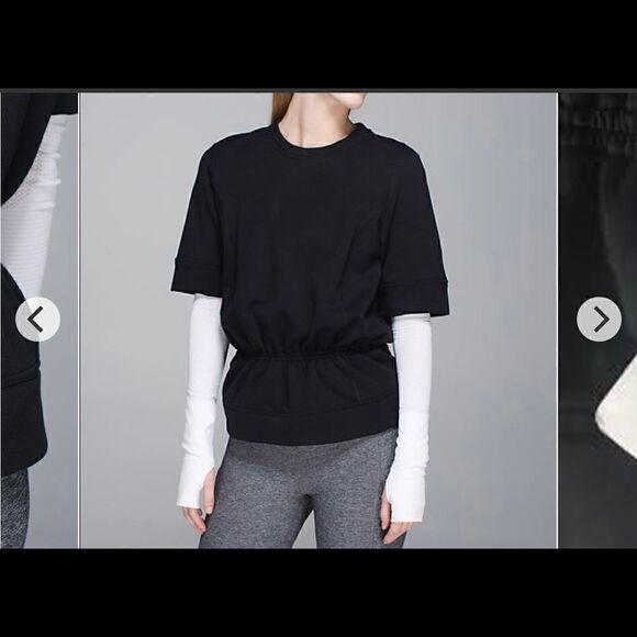 Size 4 Black Rare Lululemon Peplum Pullover - Picture 2 of 5